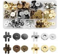 REJOECE 60 Sets Magnetic Buttons Snap Fasteners, 14mm No Sewing Magnetic Clasps for Bags Metal Snap Buttons with Storage Box for Handbag Clothes Sewing Leather DIY Craft Accessories(4 Colors)