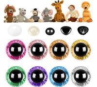REJOECE 72 Pcs 3D Glitter Safety Eyes for Crochet Toys, 14mm Crochet Eyes with Washer, 6 Colors Doll Teddy Bear Eyes with Safety Noses for Amigurumi, Soft Toy Teddy Bear and Plush Animal