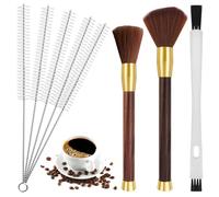 REJOECE 8 Pcs Coffee Machine Cleaning Brush Set, Coffee Grinder Cleaning Brush, Straw Brush Set and Wooden Handle Coffee Brush, Coffee Tool Cleaning Brush for Cleaning Coffee Machine Equipment