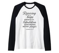 Rejoicing in Hope Romans 12:12 Bible Verse Scripture Prayer Raglan Baseball Tee