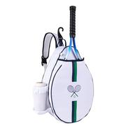 Rejolly Tennis Racket Bag for Women Men One Shoulder Crossbody Sling Bag Water Resistant Racquet Cover for 2 Tennis Rackets, Pickleball Paddles, Badminton Racquet White Blue Green Stripe