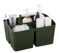 rejomiik Portable Shower Caddy Basket Plastic Cleaning Caddy Organizer Storage Tote with Handle for Bathroom, College, Dorm Room Essentials, Dark Green