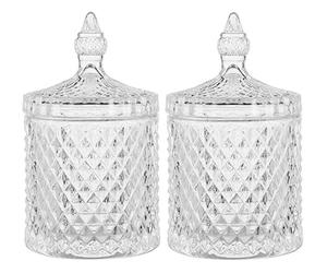 rejomiik Qtip Holder Glass Apothecary Jars with Lid Bathroom Accessories Vanity Organizers and Makeup Storage for Cotton Swabs, Makeup Sponges, Candy, Jewelry, 2 Pack Large Clear