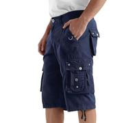 Rejork Cargo Shorts for Men Casual 3/4 Capri Pants with Pockets Long Below Knee Length Loose Fit Hiking Work 34 Blue, Blue, 34
