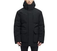 Rejork Long Winter Jackets for Men Faux Two-Piece Waterproof Parka Snow Warm Coats with Hood, Black, M