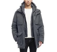 Rejork Long Winter Jackets for Men Faux Two-Piece Waterproof Parka Snow Warm Coats with Hood, Grey, XL