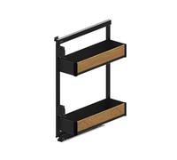 REJS MAXIMA PURO - black with wooden, pull out kitchen storage, spice rack (150mm, left)