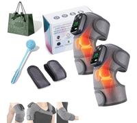 Rejuvacare Triple Method Shoulder Massager, Rechargeable 5000mah Rotator Cuff Massager with Heat, Adjustable 3-Level Heat and Vibration, Heat Pads for Shoulders and Neck, Knee, Arm (2 Pcs-Gray)