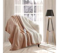 rejuvopedic Electric Heated Blanket Throw Fleece Sherpa EXTRA LONG 180cms, (Coffee) 9 Heat Settings, Auto Shut Off, Machine Washable