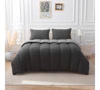 rejuvopedic Fozzie Coverless Duvet 13.5 Tog Quilt Soft Teddy Fleece Reversible Fabric No Cover Needed Easy Wash (Charcoal, Single)