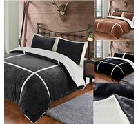 rejuvopedic Lush Double Tan Duvet Quilt Cover Bedding, Luxury Sherpa Reverse With Plush Velvet Face
