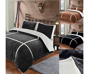 rejuvopedic Lush Duvet Quilt Cover Bedding, Luxury Sherpa Reverse With Plush Velvet Face (Grey, Double)