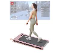 REKA Fitness Pink Motorised Home Treadmill Walking Pad 2.25HP Under Desk Treadmill Adjustable Speed Remote Control Interactive APP Smart workouts Real-time Stats and Interactive Fitness