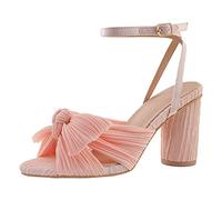 REKALFO Block Heel Sandals For Women Open Toe Ankle Strap Shoes with Bow Knot - Wedding, Party, Banquet, Formal Dress Shoes Pink 7 UK