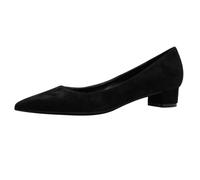 REKALFO Block Heels for Women Suede Leather Pointed Toe Chunky Heel Slip On Women's Pumps for Party Wedding Graduation Black 7.5 UK