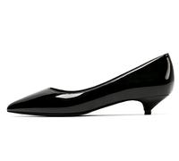 REKALFO Closed Toe Heels for Women Pointed Toe PU Leather Cute Fashion Womens Heels for Party Wedding Prom Black 6.5 UK