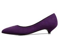 REKALFO Kitten Heels for Women Suede Leather Pointed Toe Comfortable Cute Women's Pumps for Party Wedding and Casual Wear Purple 4 UK