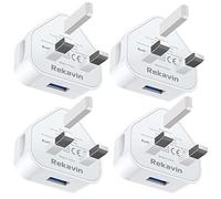 Rekavin 4 Pack USB Plug, USB Charger Plug Wall Plug Adaptor UK Power Adapter Mains Charge Head Socket 5V/1AMP Multipack Single Port Charging for iPhone 14 13 12 11/10/Xs/XS Max/XR/X/8/7/6 Plus/5/4