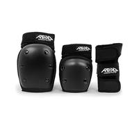 REKD Heavy Duty Triple Pad Set, Complete Protection Pack, Fully Certified with Perfect Fit for All Action Sports Black Small
