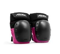 REKD Ramp Knee Pads Black/Pink M, Impact Resistant Heavy Duty Neoprene Pads for Action Sports, Adjustable Straps, Breathable Material, Shock Absorption, Unique Ergonomic Fit for Comfort and Safety