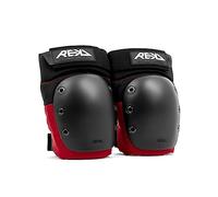 REKD Ramp Knee Pads Black/Red M, Impact Resistant Heavy Duty Neoprene Pads for Action Sports, Adjustable Straps, Breathable Material, Shock Absorption, Unique Ergonomic Fit for Comfort and Safety