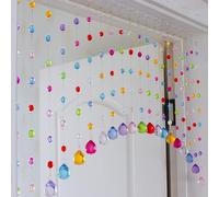 Rekelola Beaded Curtain for Doorways,Hanging Crystal Door Beads Curtains for Windows Room Divider Bedroom Coffee House,Colorful Diamond Shape (20 Strings)