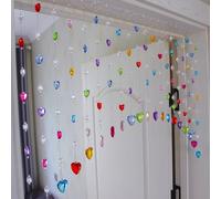 Rekelola Beaded Curtain for Doorways,Hanging Crystal Door Beads Curtains for Windows Room Divider Bedroom Coffee House,Colorful Heart Shape (20 Strings)
