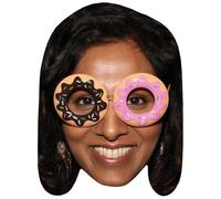 Rekha Sharma (Doughnuts) Celebrity Mask, Flat Card Face, Fancy Dress Mask