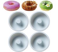 REKIDOOL Small Size Silicone Donuts Pan Set, Non-stick Cake Baking Molds for Bagel and Doughnut 4 Inches Cake Pans (Pack of 4, Blue)