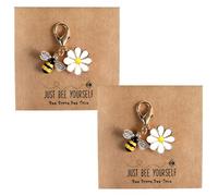 REKUA 2pcs Daisy and Bee Charm Keyring Set with Inspirational Just Bee Yourself, Thoughtful Keychains and Bee Gifts for Women, Friendship Gifts for Women, Christmas or Birthday Gift