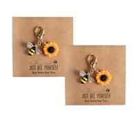 REKUA 2Pcs Sunflower & Bee Charm, Inspirational Just Bee Yourself Keyring Set, Thoughtful Thank You Gift or Teacher Gifts for Women or Men
