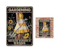 REKUA Because Murder Is Wrong Iron Gardening Plaque, Funny Metal Sign for Garden Art, Metal Gardeners Gifts Outdoor Decor Garden Accessories Outdoor