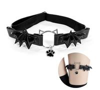 REKUA Gothic Punk Leather Leg Garter with Devil Wing Cat Claw Pendant, Adjustable Garter Belt, Unique Women's Garters & Suspenders, Fashion Black Garter Thigh Strap for Cosplay and Parties