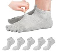 REKYO 5 Pairs Men's Toe Socks Cotton Low Cut, 5 Finger Socks for Men Breathable And Soft (grey)(Size: 39-46)