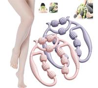 Relajador De Piernas, Relajador De Piernas De 12 Rodillos, 9 Wheel Circular Leg Clamp, Handheld Multifunctional Ring Roller, 360 Degree Leg Neck Muscle Hand Arm Relaxer, for Elbow Legs (2pcs-Mix-F)