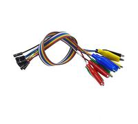 Reland Sun 1 Pack/10pcs Alligator Clip to Flexible Breadboard Jumper Wires 10pin 20/30cm Female/Male for Test Lead Breadboard and Circuit Board (Female-20cm)