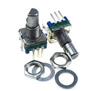 Reland Sun 10PCS Half/Plum axis rotary encoder, handle length 15mm / 20mm code switch/ EC11 / digital potentiometer with switch 5Pin (Half 15mm)