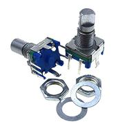 Reland Sun 10PCS Half/Plum axis rotary encoder, handle length 15mm / 20mm code switch/ EC11 / digital potentiometer with switch 5Pin (Half 20mm)