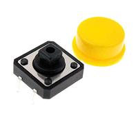 Reland Sun 10PCS Tactile Push Button Switch Momentary 12x12x7.3MM Micro switch button + 10PCS colors Tact Cap (switch+yellow Cap)