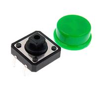 Reland Sun 10PCS Tactile Push Button Switch Momentary 12x12x7.3MM Micro switch button + 10PCS colors Tact Cap (witch+green Cap)