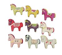 RELAND SUN 25pcs 2 Hole Cartoon Pony Wooden Buttons Sewing Crafts DIY Decorations (type1)