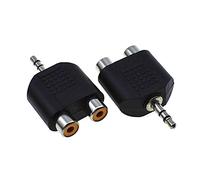 Reland Sun 2pcs Audio cable adapter RCA one point two double lotus male/double female 6.35 to 3.5 digital coaxial connector splitter (3.5 M-2xRCA F)