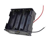 Reland Sun 5pcs Plastic 1 2 3 4 5 6 8 10 Slots AA Size Power Battery Storage Case Box Holder With Wire Leads Black Battery Storage Boxes (AA-X8-Double layer)