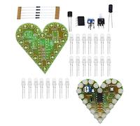 Reland Sun Heart Shape LED Flashing Lights Kit Electronics Soldering Practice Set (red)
