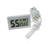 Reland Sun Mini Thermometer Hygrometer Embedded FY-12 LCD Digital Temperature Humidity Meter Gauge Monitor with External Probe for Incubators, Brooders, Reptile Tank, Aquarium, Fish Tank (White)