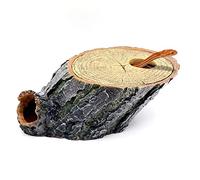 relaqcc Reptile Decor Artificial Tree Trunk Cave for Terrariums, Snake Hide, Resin, Bark Color, 5 x 3.9 x 3.5 inches