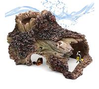 relaqcc Tree Trunk Cave Aquarium Decoration Reptile Cave Climb Hideout Hideaway, Betta Log Resin Wood House Fish Tank Decorations for Betta Fish, Shrimp, Lizards, Leopard Gecko