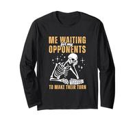 Relatable Skeleton Waiting For Turn Rummikub Player Game Long Sleeve T-Shirt