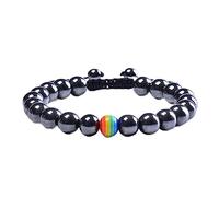 Relationship Bracelet Rainbow Pride 8mm White Black Lava Rock Bracelet Natural Stone Beads Oil Diffuser Bracelets Specific (Color : Hematite-2)
