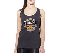 Relationship with Whiskey is on The Rocks - Womens Vest Tank Top - Funny Drinking Pub M Black